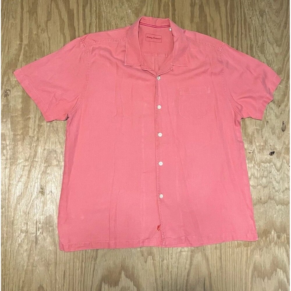 Tommy Bahama 100% Silk Mens‎ XL Pink Shirt Button Front